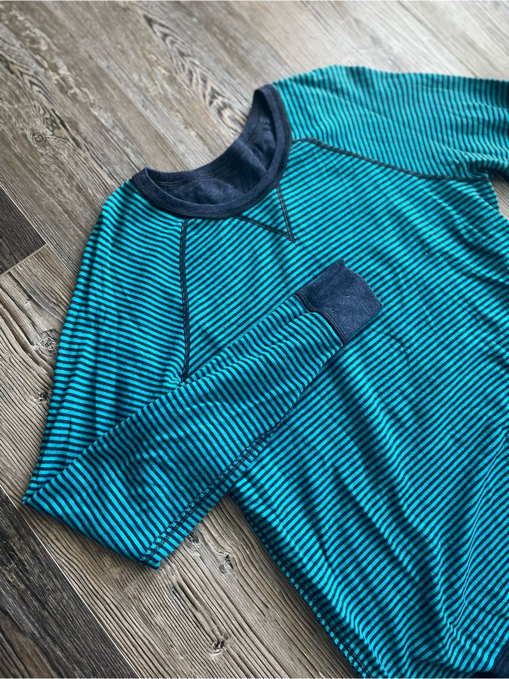 lululemon athletica Teal & Navy Striped Long-Sleeve Tee